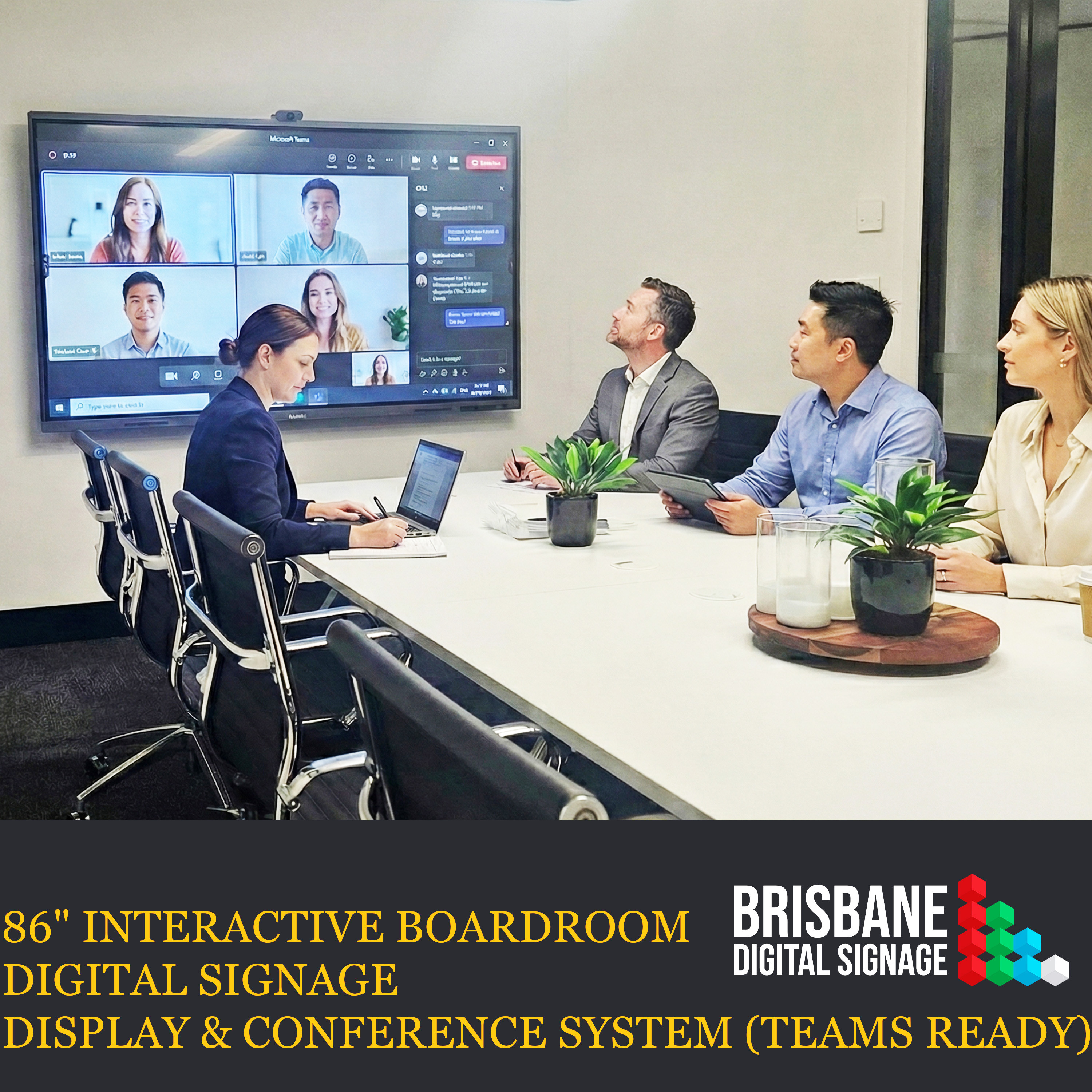 86" Boardroom Digital Signage Teams Ready