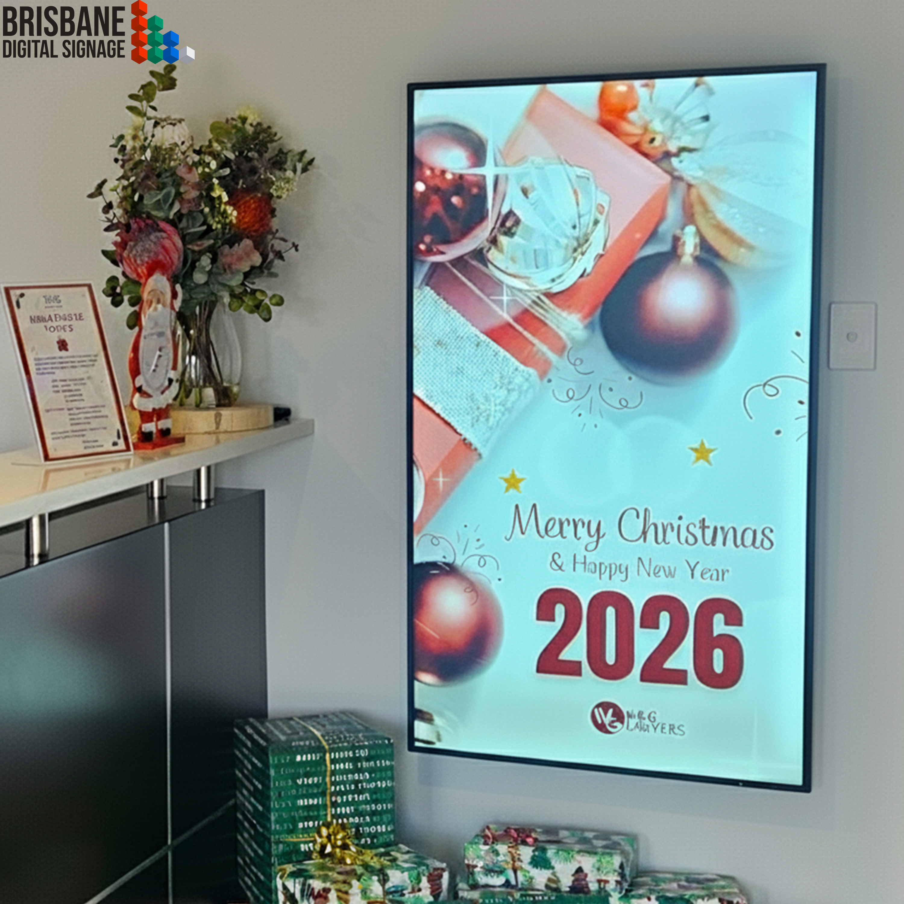 55 inch office reception foyer digital signage screen installed by Brisbane Digital Signage