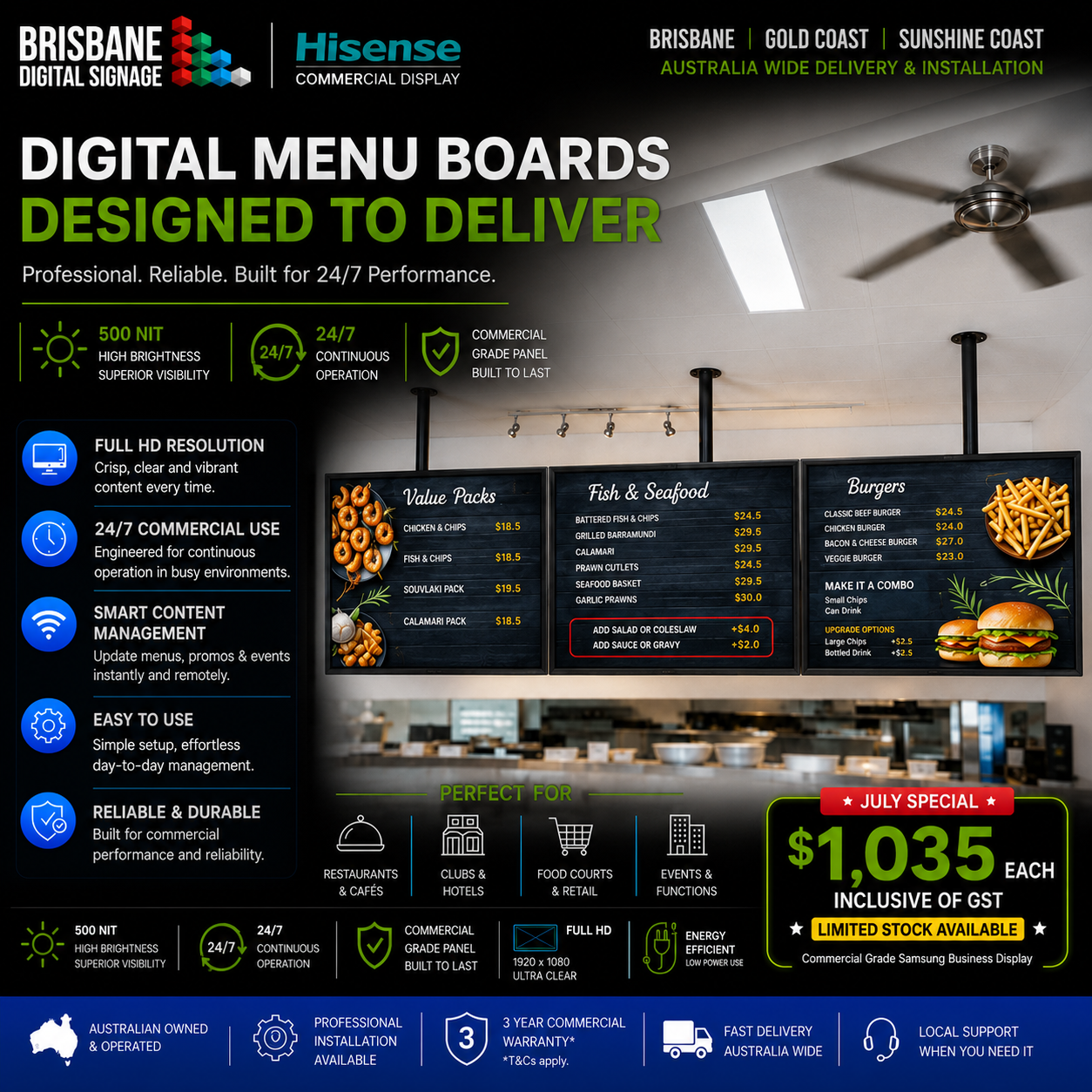 43" Digital Menu Display Boards 
