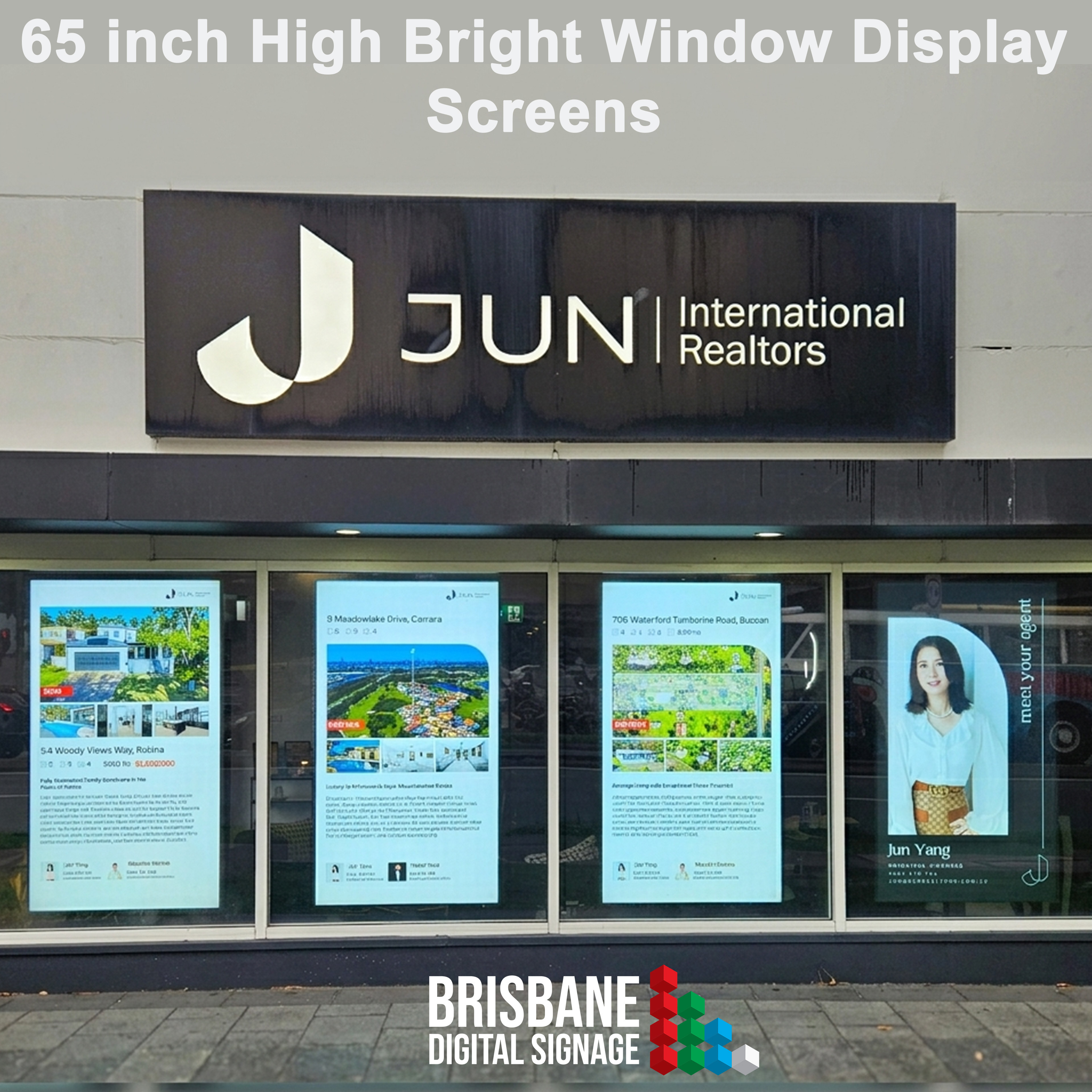 Hi Bright LCD Window Digital Signage 4 x 65"