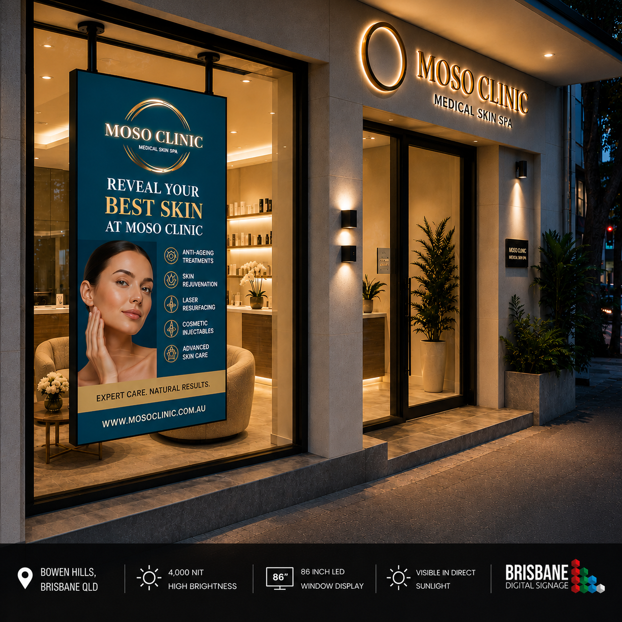 P2 LED high bright window digital signage display