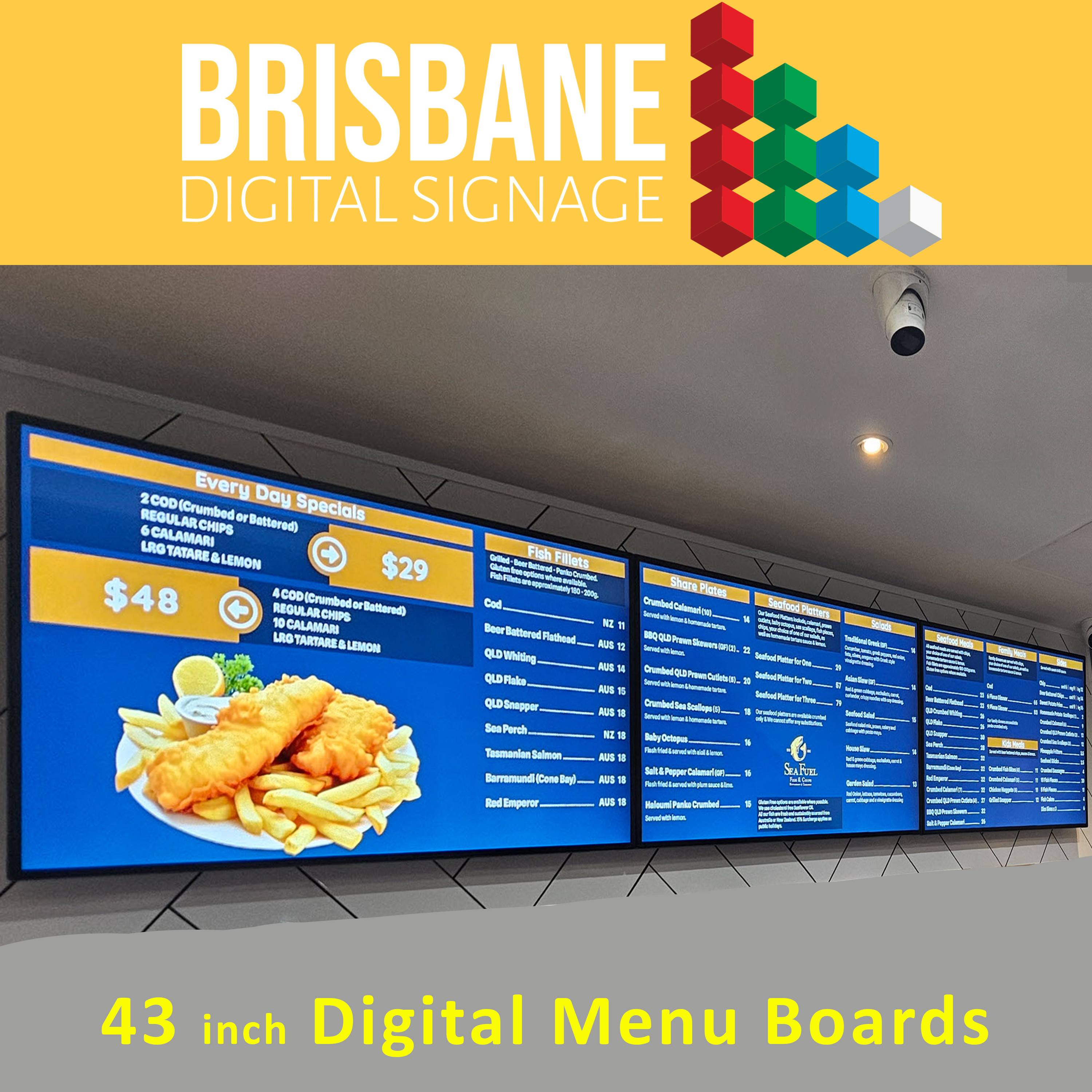  Fish n Chips Seafood Hisense 500 nit Digital Menu Boards
