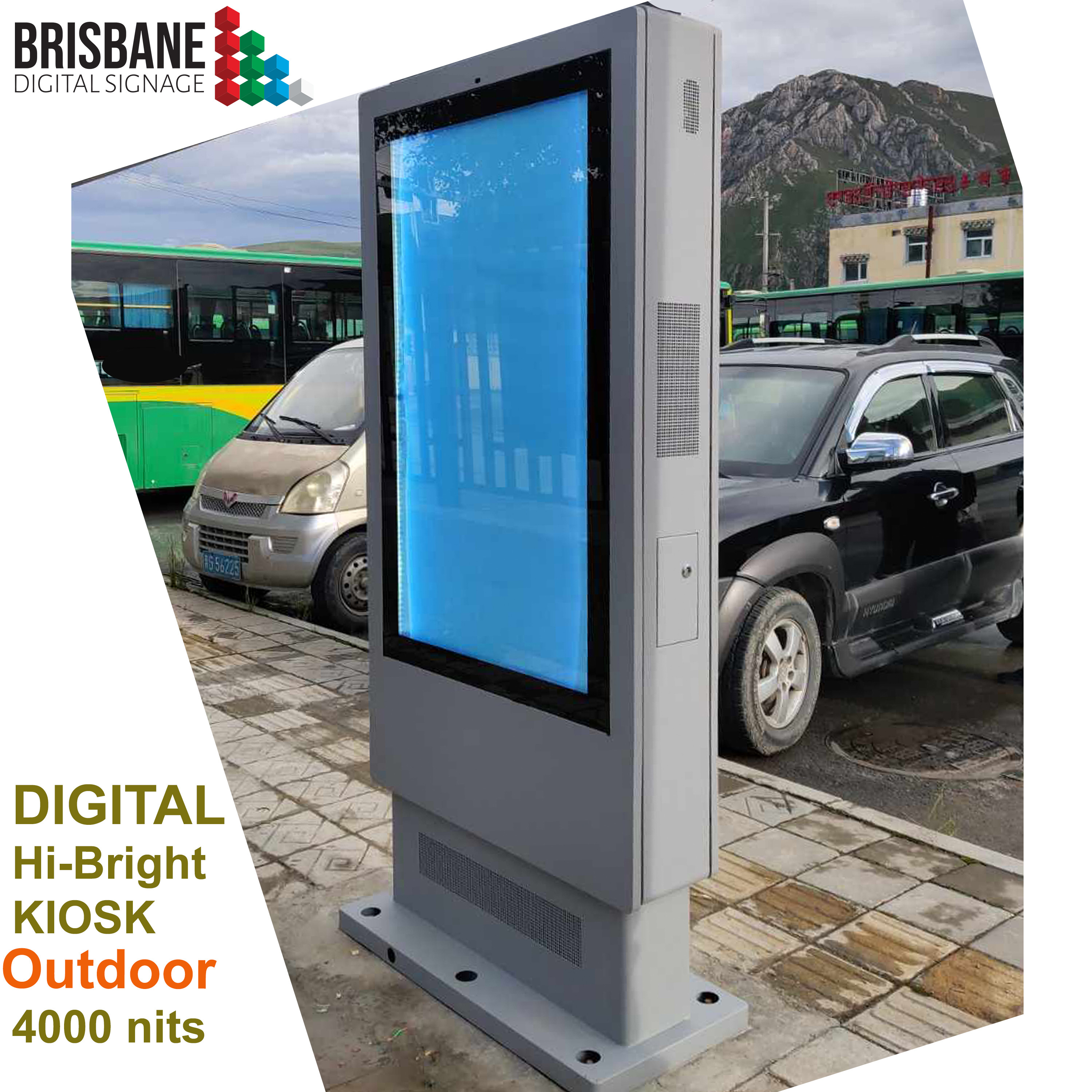 Outdoor Digital Signage Kiosk Light Grey