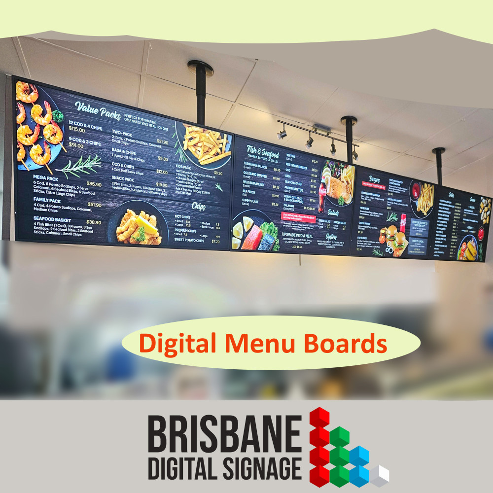 43 inch Brisbane Digital Menu Boards Kameruka Seafoods