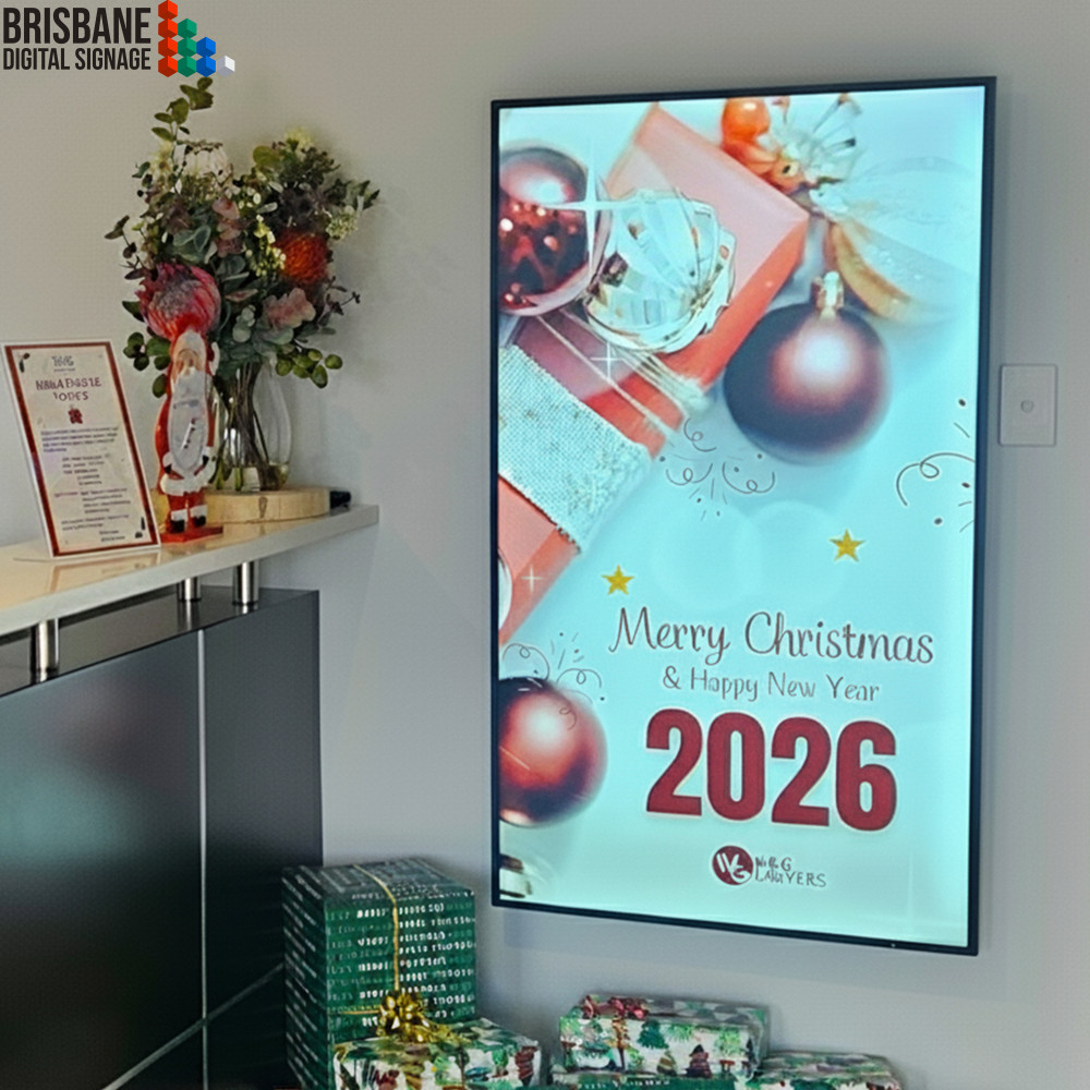 55 inch office reception foyer digital signage screen installed by Brisbane Digital Signage