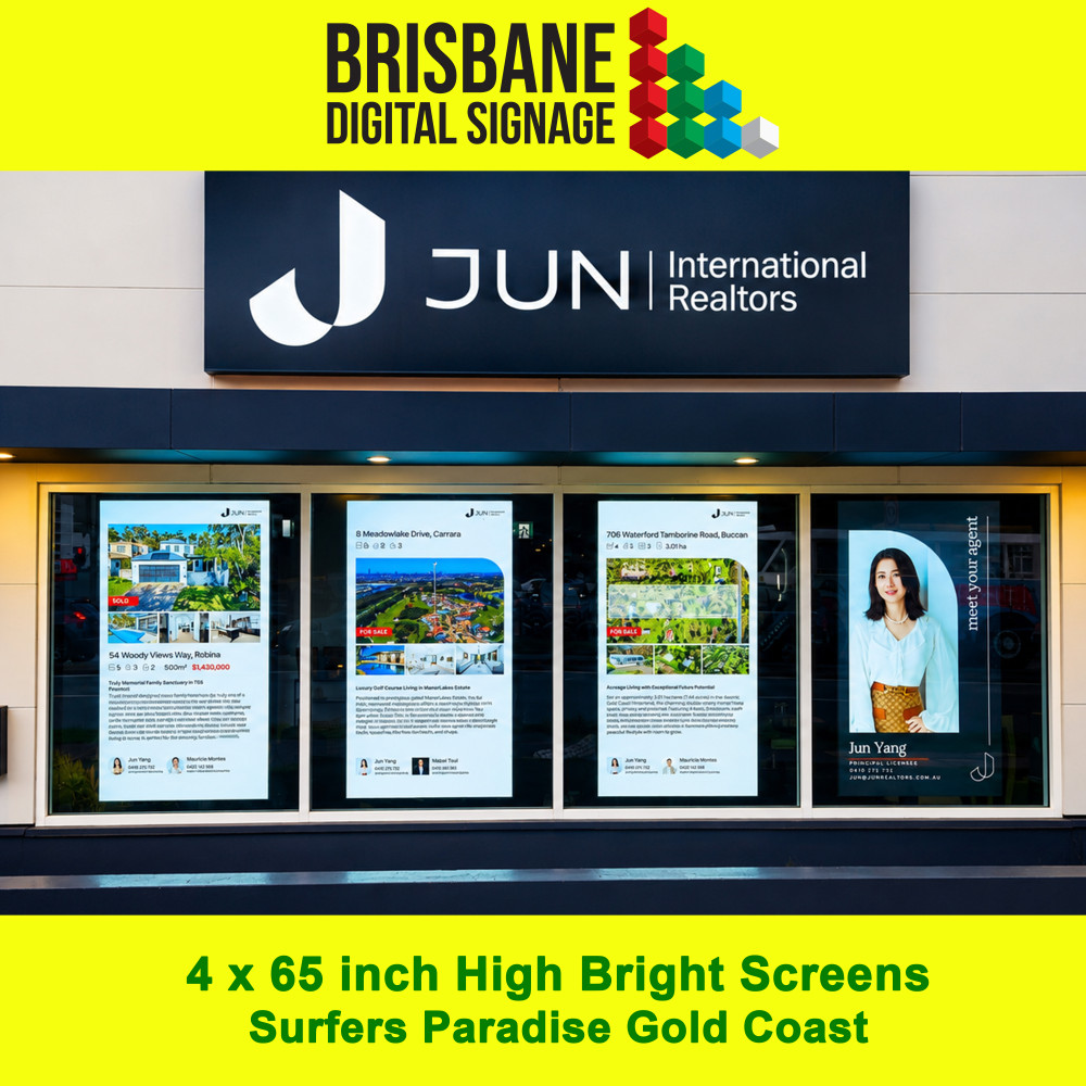 Hi Bright LCD Window Digital Signage 4 x 65"