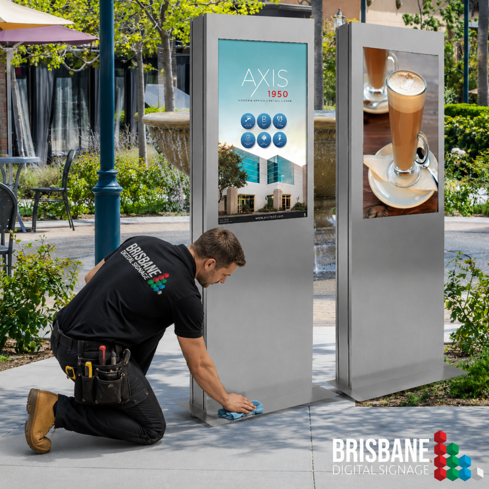 Professional outdoor digital directory kiosk installation by Brisbane Digital Signage
